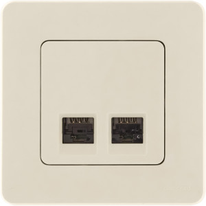 INSPIRIA Розетка компьютерная двойная RJ45 категория 5Е UTP слоновая кость