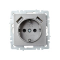 BRITE Розетка 1-местная с заземлением с защитными шторками 16А с USB AA 5В 2,1А РЮш10-1-БрС сталь IEK