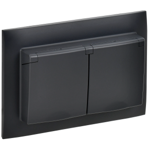 SKANDY Розетка 2-местная и крышкой 16А в сборе IP44 SK-R12Bl черный IEK