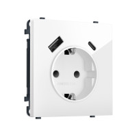 MS110010 Комплект механизма электрической розетки SIGMA Белый глянец 2USB AC 20W быст. зар. сз сш 16A-250V QUANT PRO SP1100, PR160