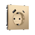 MS890010 Комплект механизма электрической розетки SIGMA Золото Мягкое касание 2USB AC 20W быст. зар. сз сш 16A-250V QUANT PRO SP8900, PR160