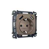 MO639010 Комплект механизма электрической розетки OMEGA Темная бронза матовый 2USB AA 18W быстрая зарядка сз QUANT OP6390, VM155 AMBRELLA VOLT