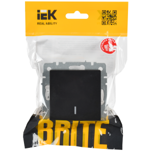BRITE Выключатель 1-клавишный проходной с индикацией 10А ВС10-1-7-БрЧ черный IEK