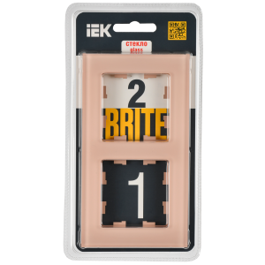 BRITE Рамка 2-местная РУ-2-2-БрП стекло персиковый матовый IEK