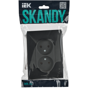 SKANDY Розетка 2-местная без заземления без защитных шторок 10А в сборе SK-R10G графит IEK