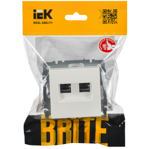 BRITE Розетка компьютерная двойная RJ45 кат.6 РК11-2-БрБ белый IEK