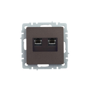 BRITE Розетка компьютерная двойная RJ45 кат.5E РК10-2-БрТБ темная бронза IEK