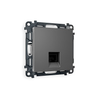 MA662005 Комплект механизма компьютерной розетки RJ-45 экранированной с автоматической защитной шторкой ALFA Антрацит серый QUANT (AP6620, VM185) AMBRELLA VOLT