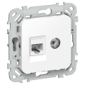 FLITE Розетка 2-местная RJ45/TV категория 6 UTP РКТВ6-2-0-ФлБ белый IEK