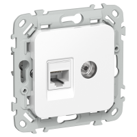 FLITE Розетка 2-местная RJ45/TV категория 6 UTP РКТВ6-2-0-ФлБ белый IEK