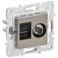 SKANDY Розетка двойная TV+RJ45 кат.6 SK-A15N металл никель IEK