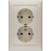 Розетка 2-м СП Valena 16А IP20 2х2PE с заземл. немецк. стандарт в сборе сл. кость Leg 774370