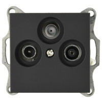 Jasmart G Черный матовый Розетка TV+FM+SAT проходная G6207PB