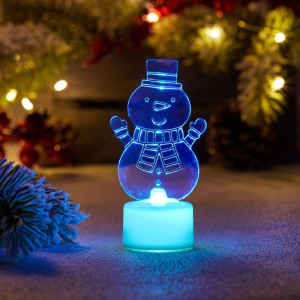 Фигура светодиодная Снеговик с шарфом 2D 1LED RGB 0.1Вт IP20 на подставке элементы питания 3хAG13(LR44) (в компл.) Neon-Night 501-053