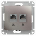 GLOSSA РОЗЕТКА двойная компьютерная RJ45+RJ45 кат. 5e, механизм, ПЛАТИНА GSL001285KK