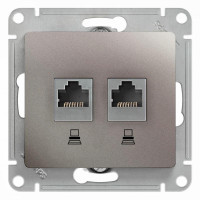 GLOSSA РОЗЕТКА двойная компьютерная RJ45+RJ45 кат. 5e, механизм, ПЛАТИНА GSL001285KK