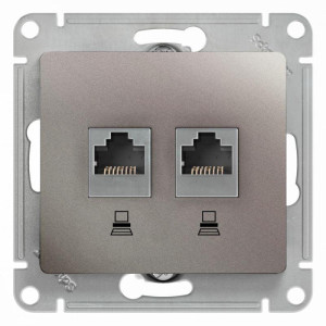 GLOSSA РОЗЕТКА двойная компьютерная RJ45+RJ45 кат. 5e, механизм, ПЛАТИНА GSL001285KK