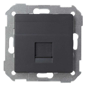 Адаптер на RJ45 Simon SIMON 82, скрытый монтаж, со шторками, графит, 82005-38