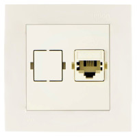 Розетка телефонная RJ11 СП Simon15 IP20 сл. кость Simon 1590480-031