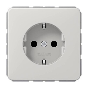 Розетка Jung CD 500, скрытый монтаж, с заземлением, со шторками, светло-серый, CD1520BFKILG