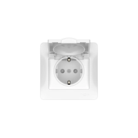 GLOSSA РОЗЕТКА с заземлением со шторками с крышкой, 16А, IP20, в сборе, быстрозажим. клем., БЕЛЫЙ GSL000146S