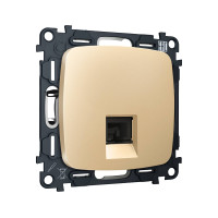 MO612005 Комплект механизма компьютерной розетки RJ-45 экранированной с автоматической защитной шторкой OMEGA Шампань QUANT OP6120, VM185 AMBRELLA VOLT