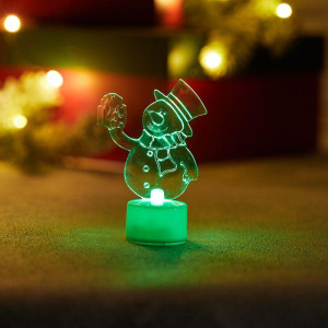 Фигура светодиодная Снеговик с подарком 2D 1LED RGB 0.1Вт IP20 на подставке элементы питания 3хAG13(LR44) (в компл.) Neon-Night 501-054