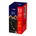 Гирлянда светодиодная Нить 10м 100LED тепл. бел. IP65 220В бел. мерцание провод черн. каучук Эра Б0051888