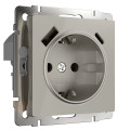 W1271704/ Розетка с заземлением, шторками и USB тип A+C (дымчатый)
