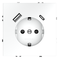 Розетка встраиваемая VOLTUM S70 с заземлением и защитными шторками, 16А, с USB, A+С, (белый матовый)