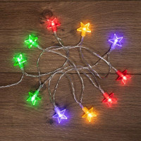 Гирлянда светодиодная Звездочки 1.5м 10LED мультиколор 0.1Вт IP20 провод ПВХ прозр. элементы питания 2хAA (не в компл.) Neon-Night 303-090