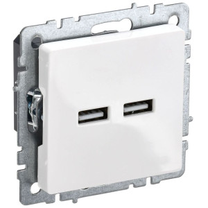Розетка BRITE USB AA 3.1А РЮ10-1-БрБ механизм бел. IEK BR-U21-D31-K01