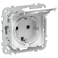 FLITE Розетка с заземлением с защитными шторками и крышкой 16А IP44 РСшкр11-0-44-ФлБ белый IEK