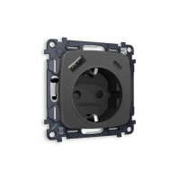 MO910010 Комплект механизма электрической розетки OMEGA Графит мягкое касание 2USB AC 20W быстрая зарядка сз QUANT OP9100, VM160 AMBRELLA VOLT