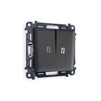 MA904035 Комплект механизма 2-кл проходного выключателя с подсветкой 5600K ALFA Графит мягкое касание QUANT AP9040, VM120, G25W AMBRELLA VOLT