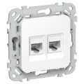 FLITE Розетка 2-местная RJ45/RJ11 категория 6/3 UTP РКТ6/3-2-0-ФлБ белый IEK