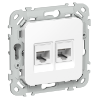 FLITE Розетка 2-местная RJ45/RJ11 категория 6/3 UTP РКТ6/3-2-0-ФлБ белый IEK