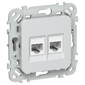 FLITE Розетка 2-местная RJ45/RJ11 категория 5Е/3 UTP РКТ5е/3-2-0-ФлЖ жемчуг IEK
