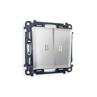 MA404030 Комплект механизма 2-кл проходного выключателя с подсветкой 3200K ALFA Серебро глянец QUANT AP4040, VM120, G22Y AMBRELLA VOLT