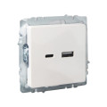BRITE Розетка USB A+C 18Вт РЮ11-1-БрЖ жемчуг IEK