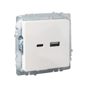 BRITE Розетка USB A+C 18Вт РЮ11-1-БрЖ жемчуг IEK
