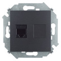 Розетка компьютерная RJ45 Simon SIMON 15, скрытый монтаж, графит, 1591551-038