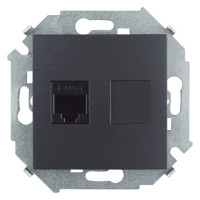 Розетка компьютерная RJ45 Simon SIMON 15, скрытый монтаж, графит, 1591551-038