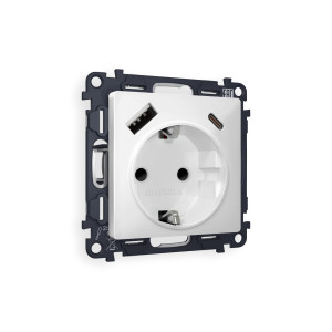 MA130010 Комплект механизма электрической розетки ALFA Белый матовый 2USB AC 20W быстрая зарядка сз QUANT AP1300, VM160 AMBRELLA VOLT