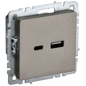 BRITE Розетка USB A+C 18Вт РЮ11-1-БрШ шампань IEK