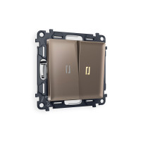 MA634010 Комплект механизма 2-кл выключателя с подсветкой 3200K ALFA Темная бронза матовый QUANT (AP6340, VM115, G11Y) AMBRELLA VOLT