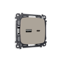MO371010 Комплект механизма розетки OMEGA Серо-бежевый матовый 2USB A+C 20W (быстрая зарядка) QUANT (OP3710, VM177) AMBRELLA VOLT