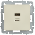 BRITE Розетка USB A+C 45Вт высокоскоростная зарядка РЮ11-2-БрКр бежевый IEK