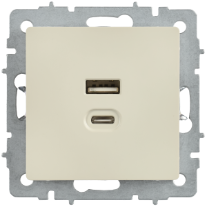 BRITE Розетка USB A+C 45Вт высокоскоростная зарядка РЮ11-2-БрКр бежевый IEK