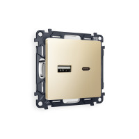 MA611010 Комплект механизма розетки ALFA Шампань 2USB A+C 20W (быстрая зарядка) QUANT (AP6110, VM177) AMBRELLA VOLT